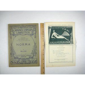Norma Bellini Opera Librettos Libretto 1928 Extra Program Page Ezio Pinza Telva